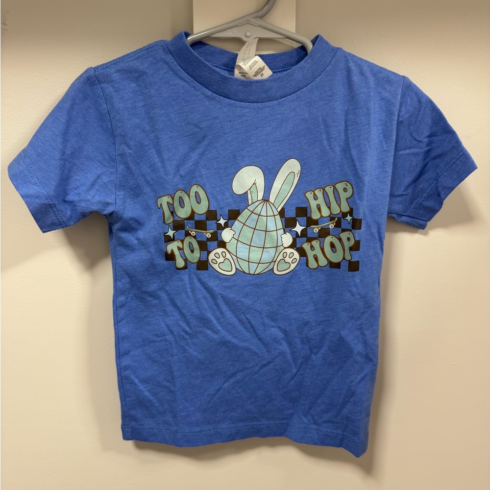 Bella Canvas Blue Kids Tee with Bunny Design